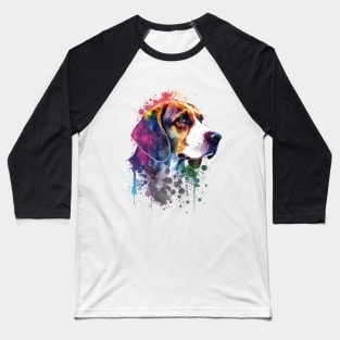 Rainbow Beagle Watercolor Art Baseball T-Shirt